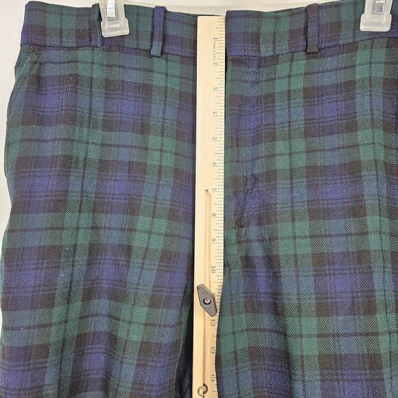 Vintage LL Bean Plaid Pants Mens 35 x 30 Green 1970s Trousers Classic Casual - Picture 6 of 15